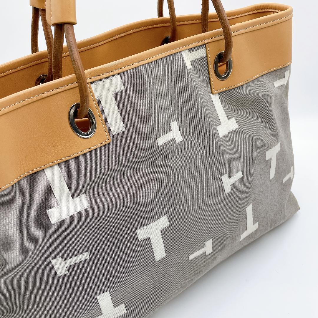Tod’s Tote Bag Three-Layer Canvas Leather T Logo h472 Japan 079585