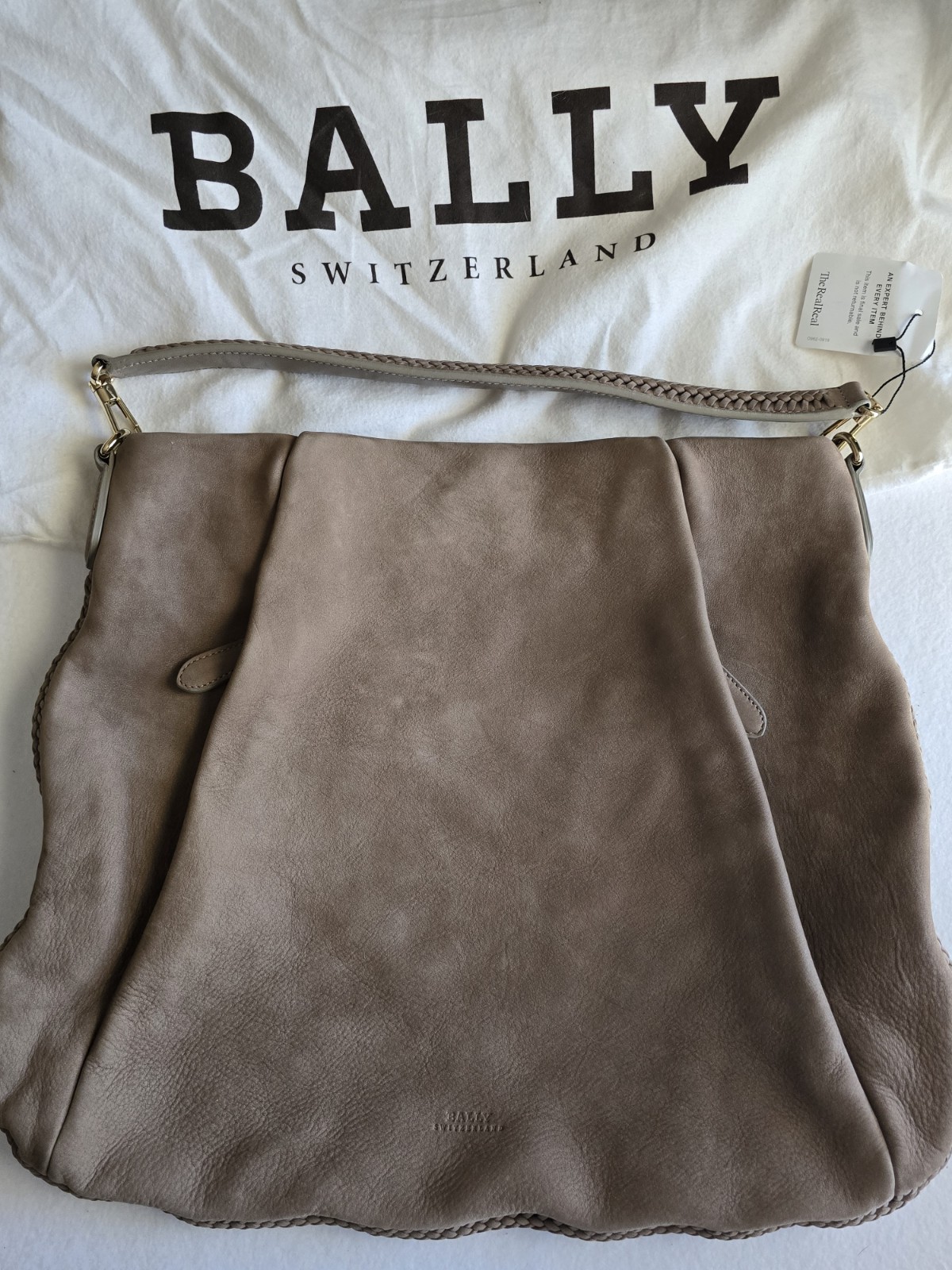 BALLY SWITZERLAND Taupe Suede Shoulder Bag Purse