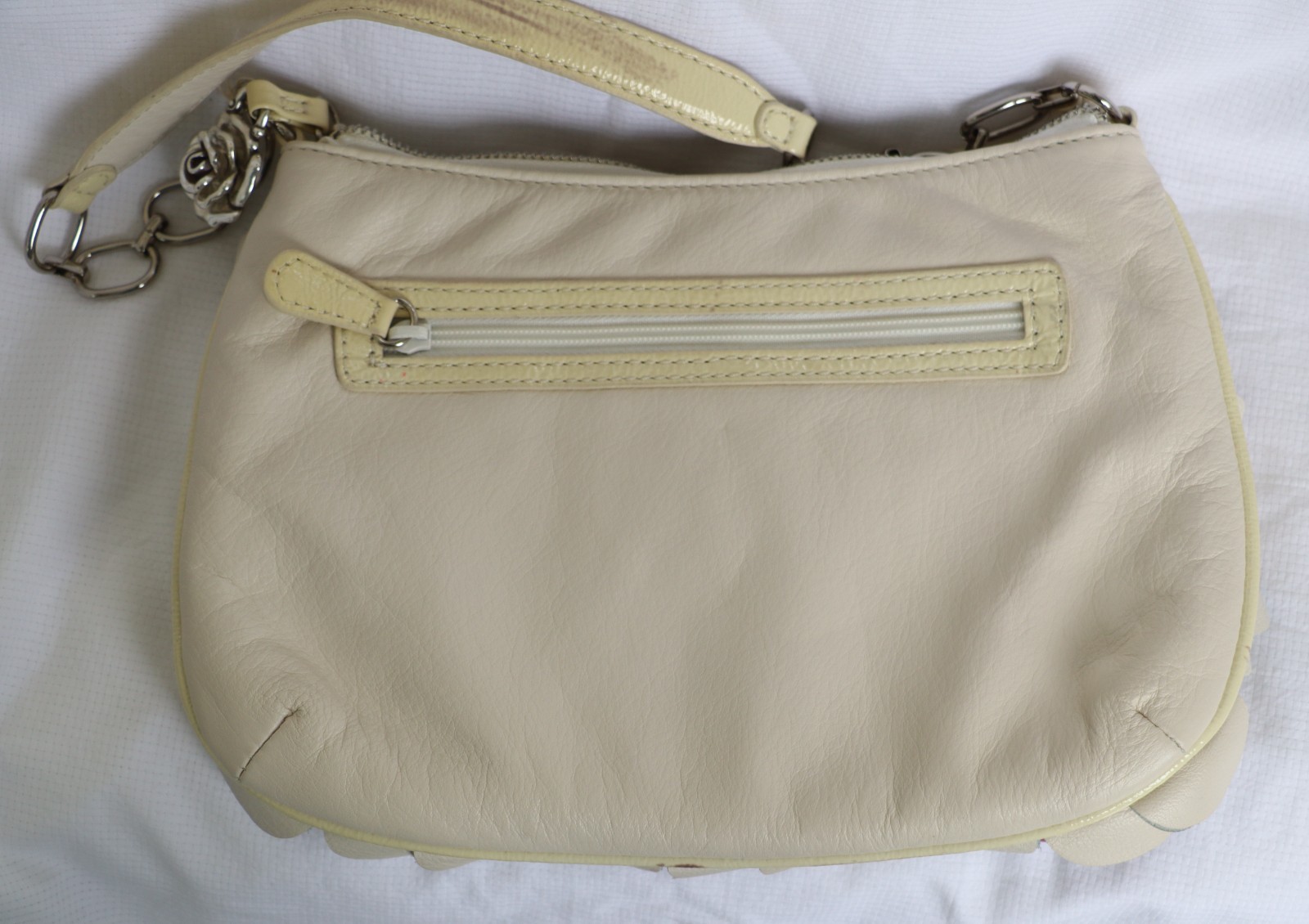 Brighton Masterpiece Collection 3D Leather Cream & Multicolor Floral Handbag