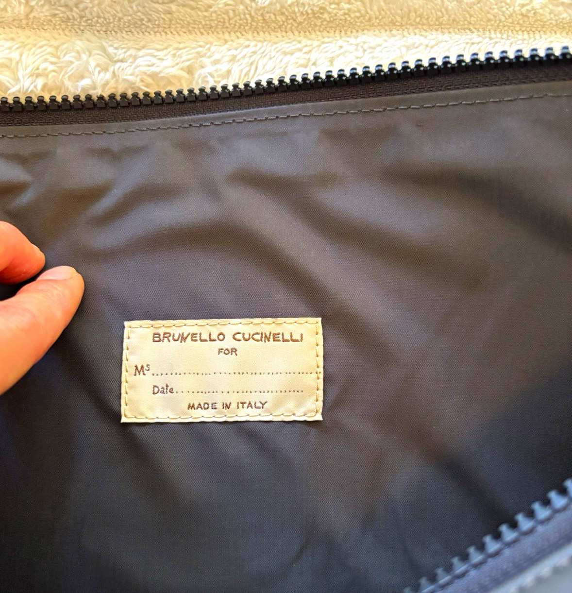 Brunello Cucinelli Black Zip Clutch Pouch Wrist Strap Silver Hardware Pockets
