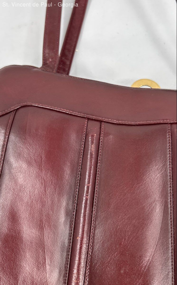 Vintage Lou Taylor Red Leather Pop Up Hinged Mirror Purse Handbag Made in Italy