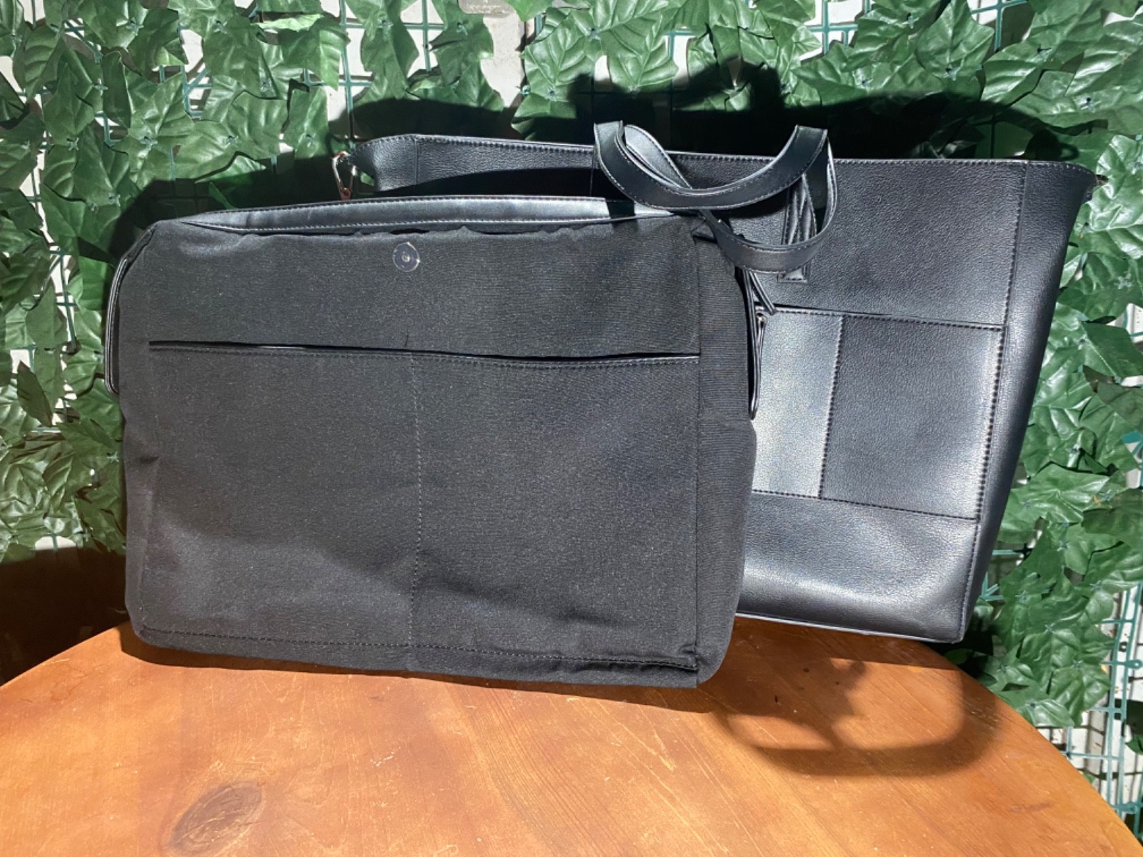 CALPAK Haven Tote Large Black Vegan Leather Women Work Laptop Messenger Bag Clea