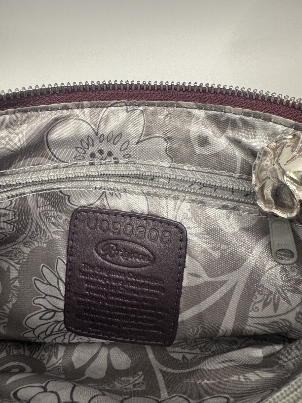 Brighton Velvet Rose Masterpiece Collection, Eggplant Leather Hobo Purse