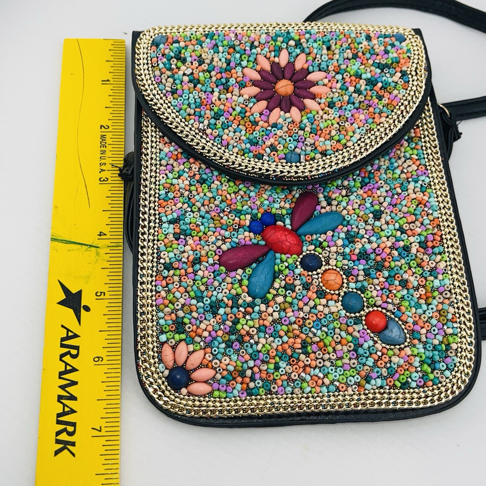 Coco + Carmen Women’s Beaded Dragonfly Pockets Flap Crossbody Bag Purse Floral