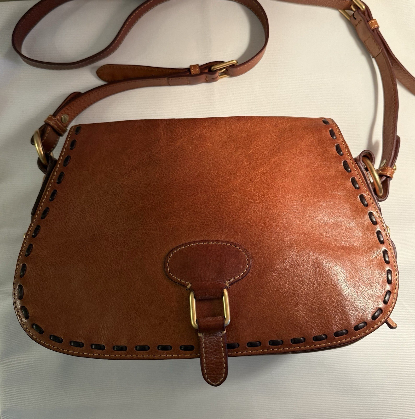 Vintage Dooney & Bourke Equestrian Leather Saddle Shoulder Crossbody Bag
