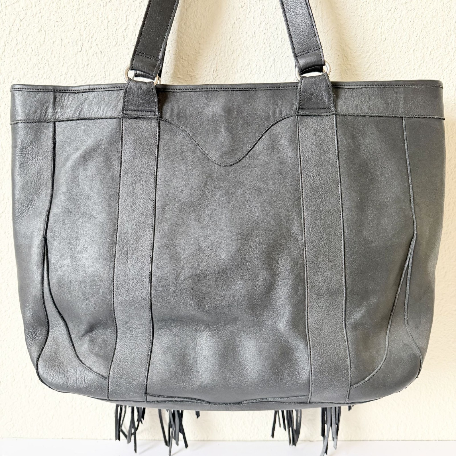 NEW Lane Boots Western Fringe Purse Womens Black Leather Large Tote Shoulder Bag