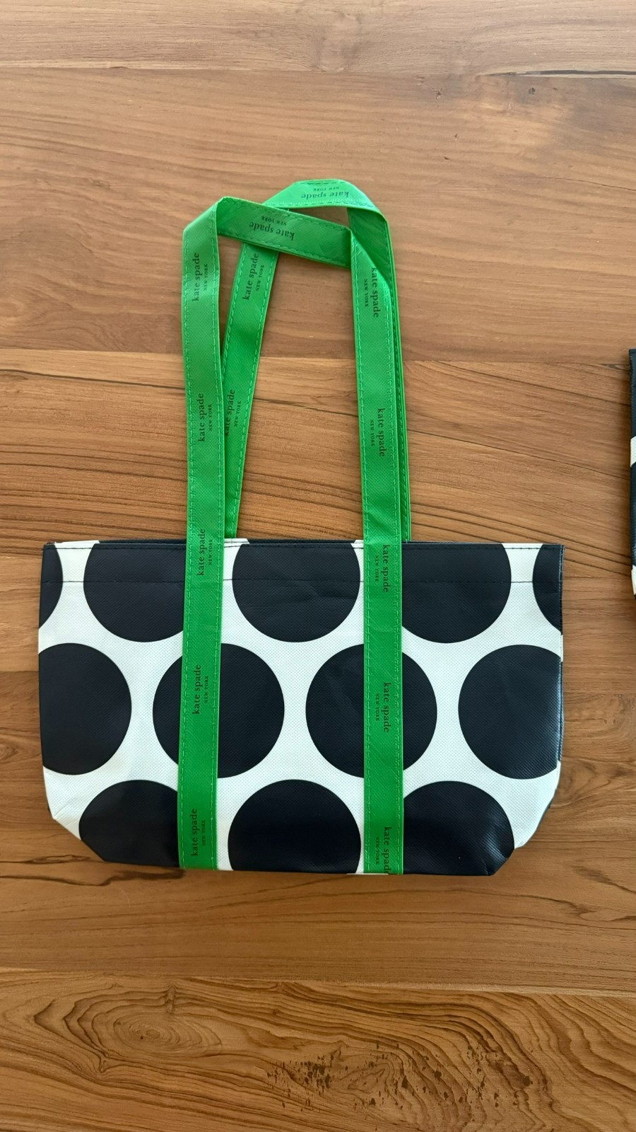 Lot of 35 Kate Spade New York Reusable Black Green Polka Dot Shopping Bag Small