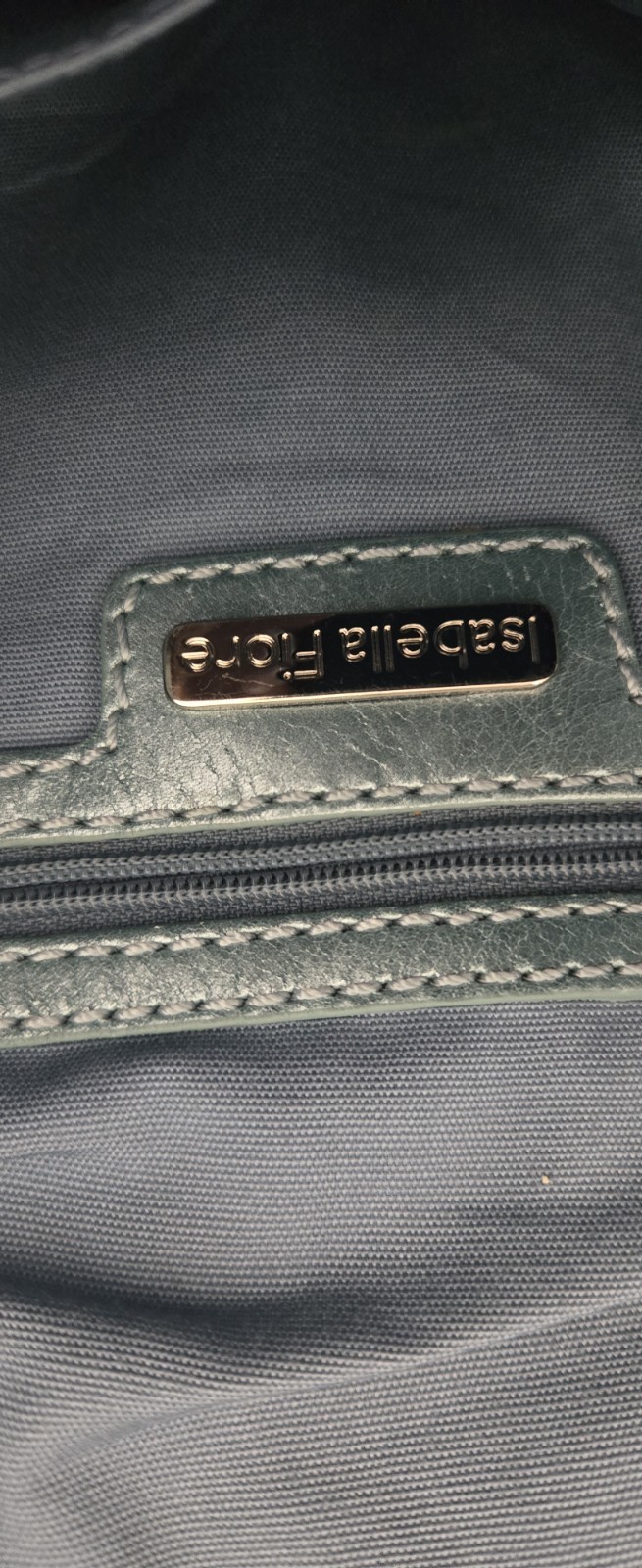 Isabella Fiore Blue Green leather Shoulder Bag Braided Strap Studded Silver HW