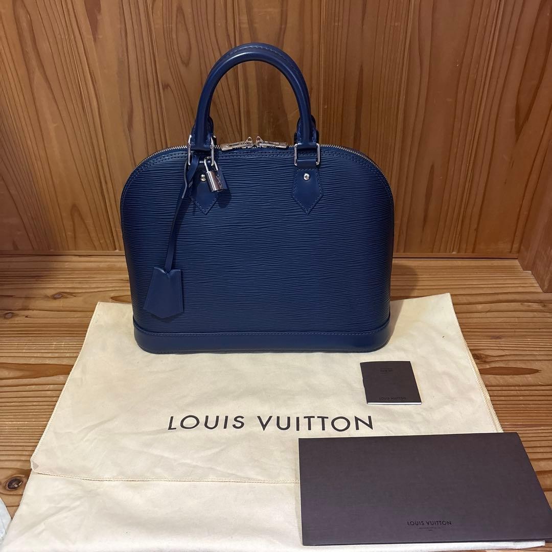 LOUIS VUITTON Alma PM Epi Leather Indigo Blue Water Resistant Bag 30.5x23x14.5cm