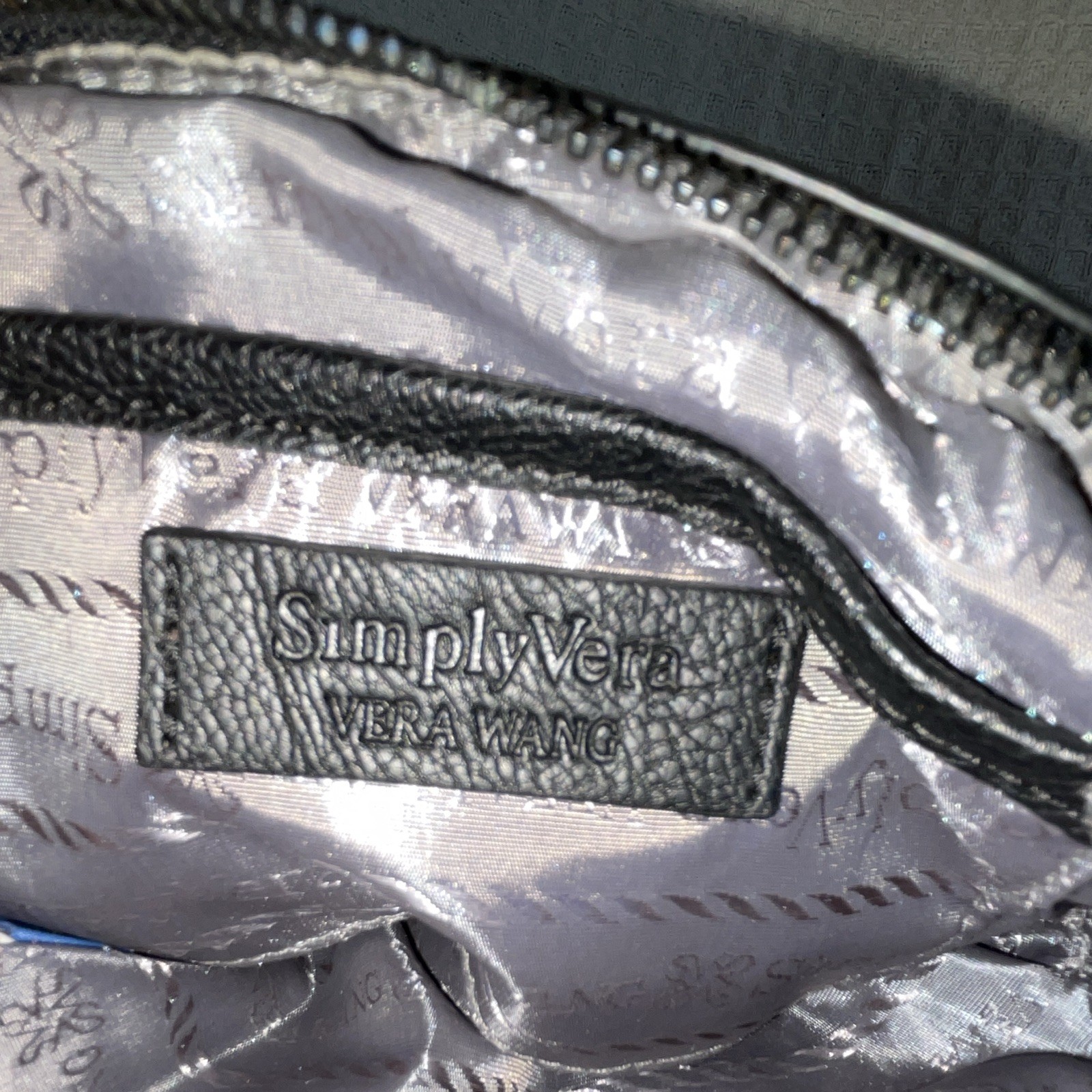 Simply Vera Vera Wang Black Studded Crossbody Zip Top Detachable Strap Pockets