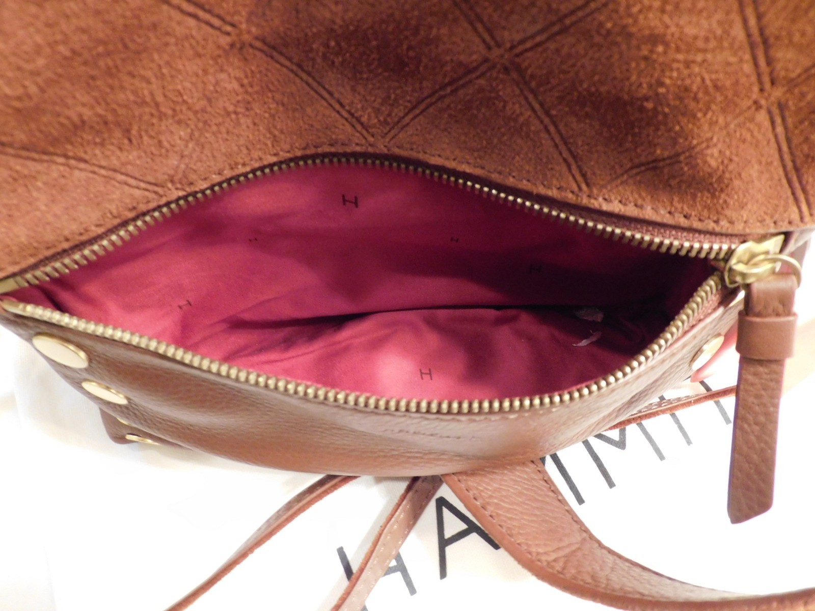 NWT HAMMITT DILLON SML CHOCOLATE DIAMOND SUEDE $445** FREE SHIPPING*
