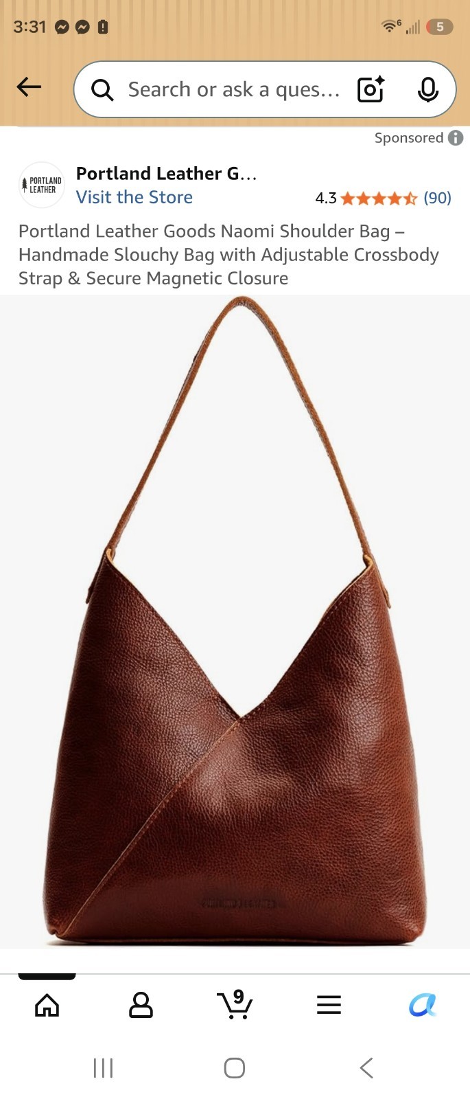 Portland Leather Goods Premium Large Naomi Shoulder Bag Boreal Pebbled Leather
