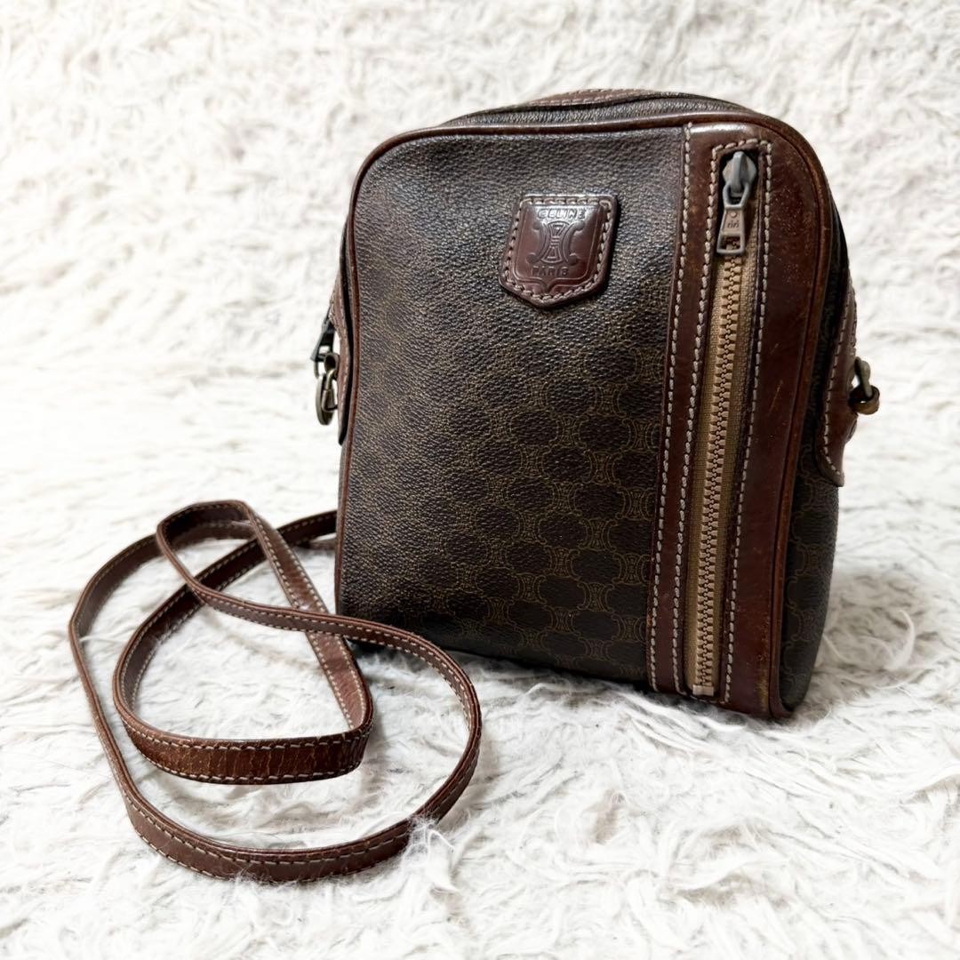 CELINE Pre-Owned Macadam Shoulder Bag Dark Brown