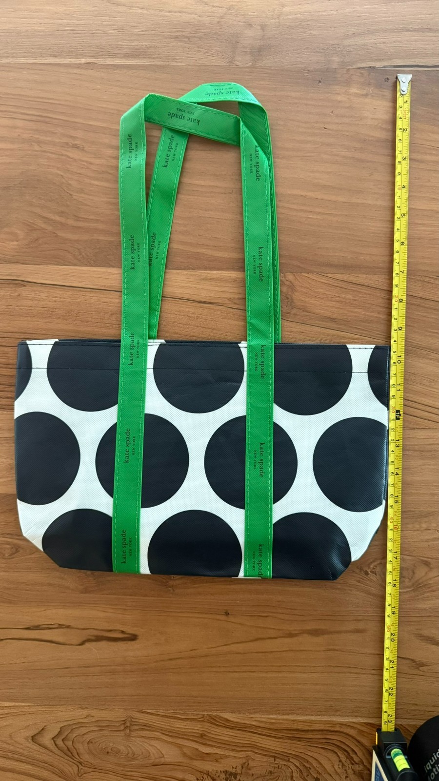 Lot of 35 Kate Spade New York Reusable Black Green Polka Dot Shopping Bag Small