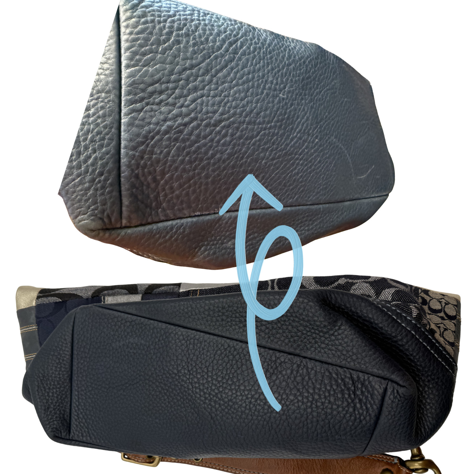 Authentic Coach Vintage Y2K Ergo Denim Patchwork Hobo Bag 10003 Blue Leather EUC