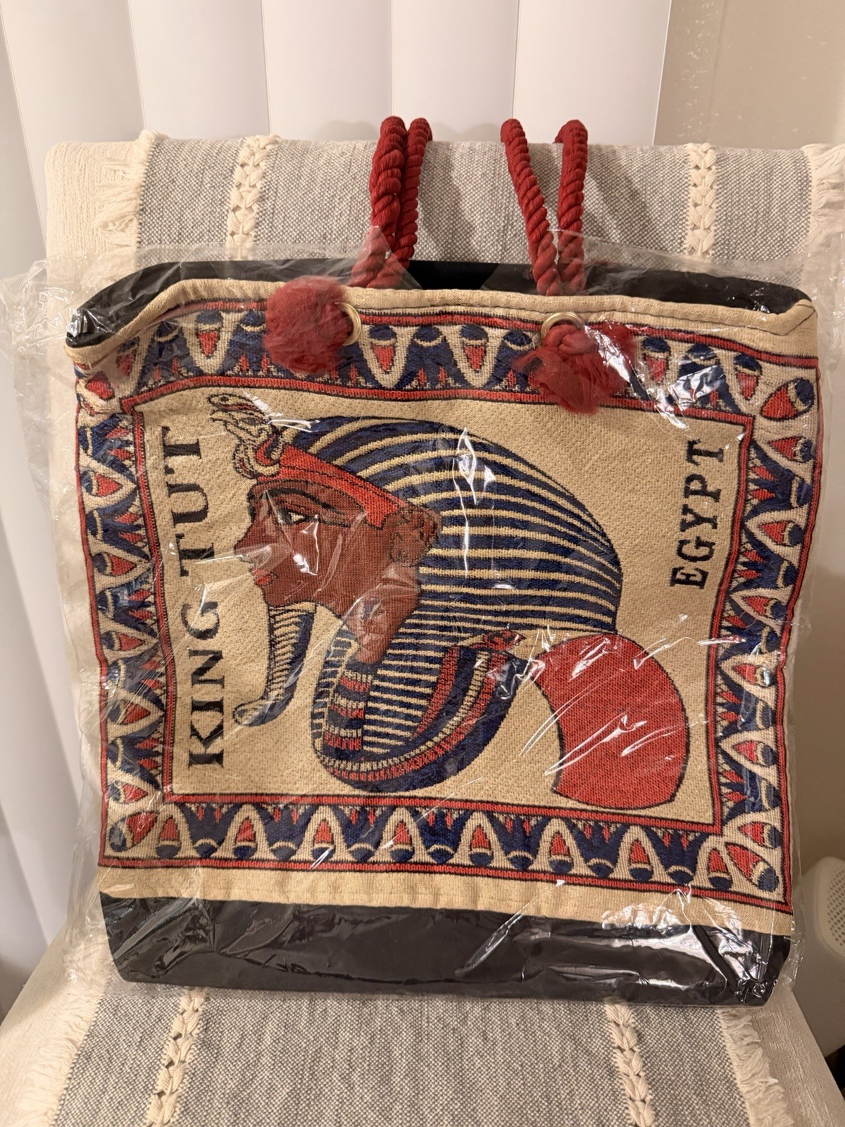 Colorful Egyptian King Tut tote Bag pyramid travel Egypt mummies Shoulder Bag