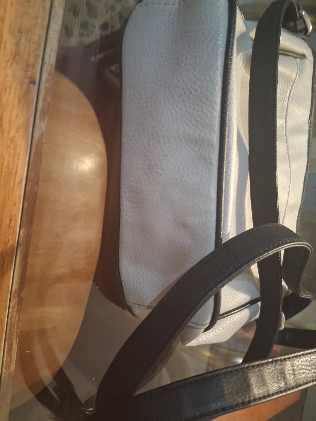 Womans Grey Faux Leather Shoulder Bag
