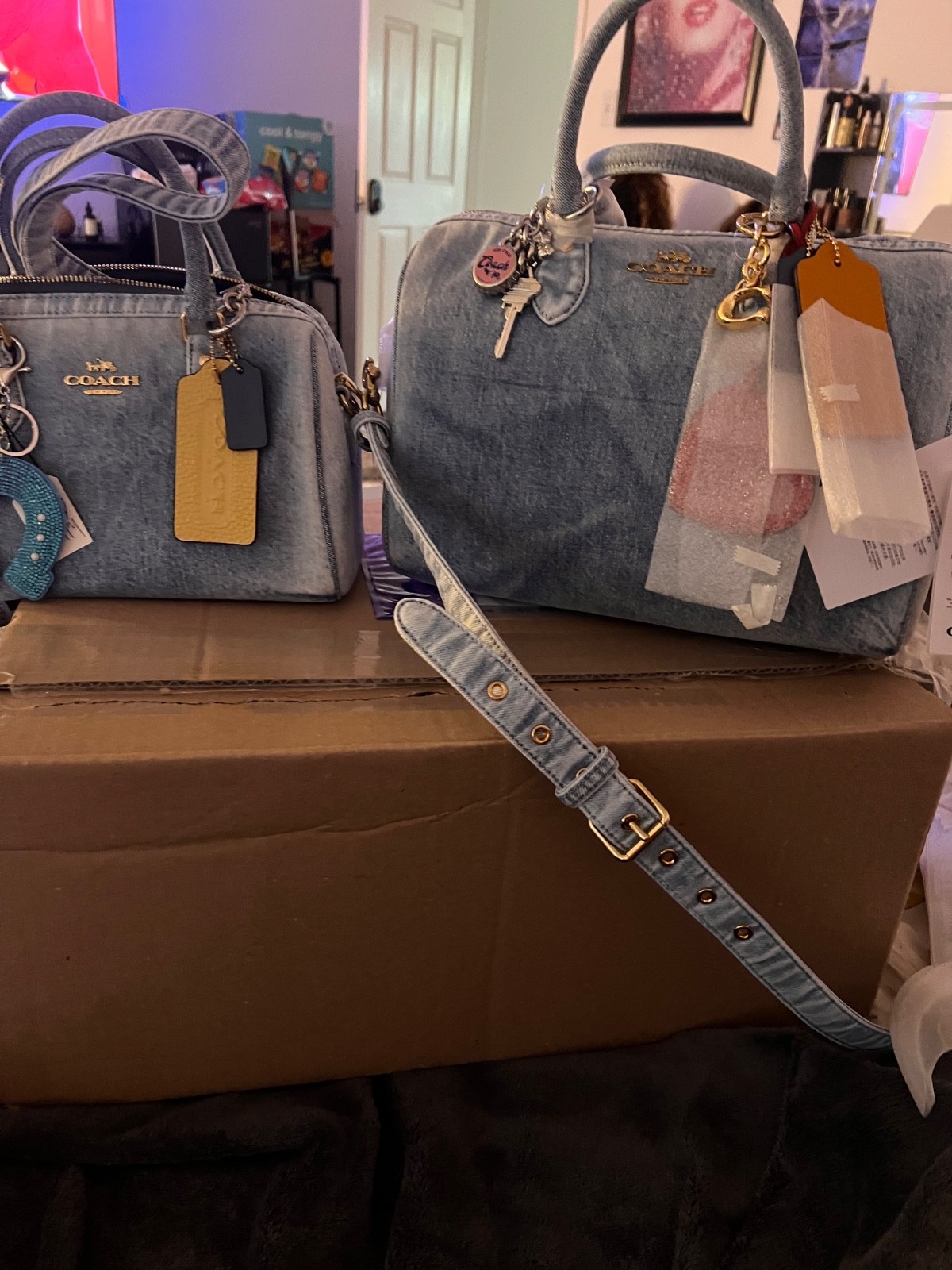 coach in love denim rowan large