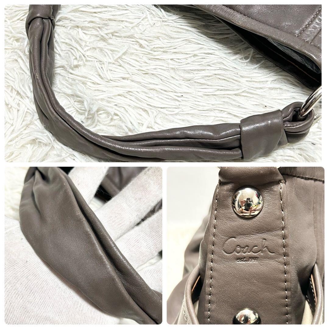 Coach Vintage Brown Leather Shoulder Bag Turn Lock Outer Pockets 13412 Women