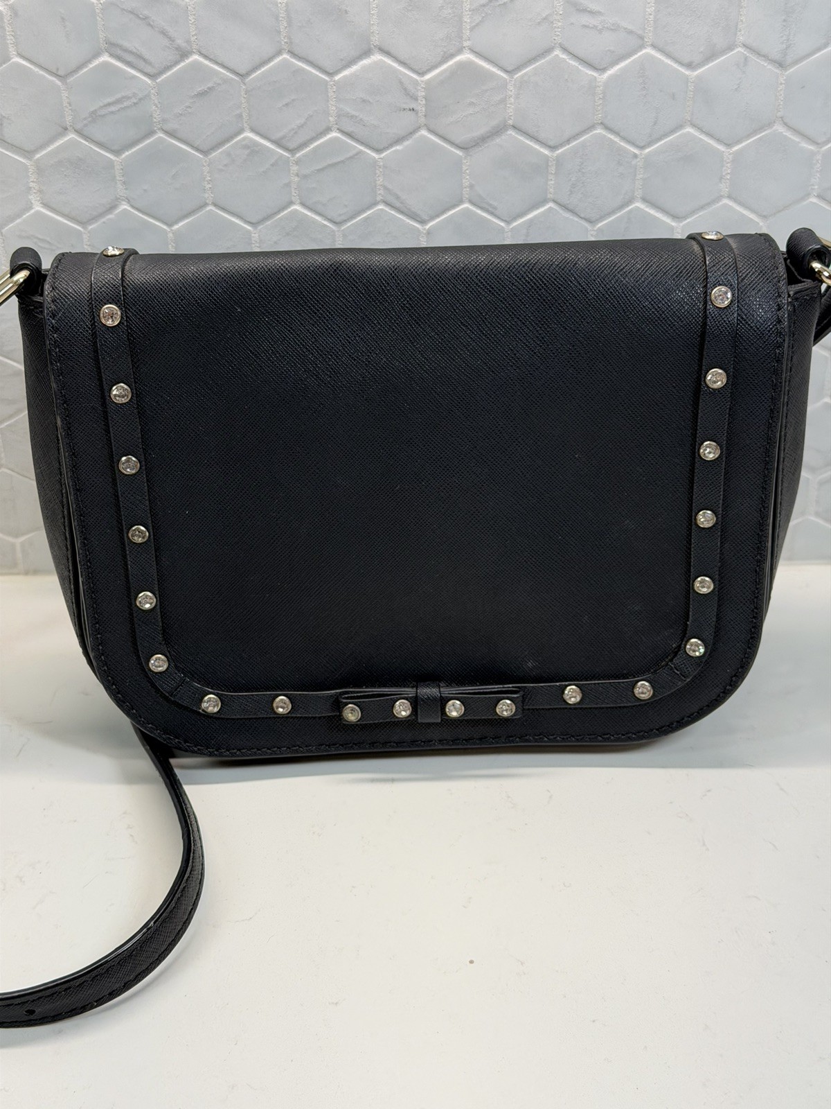 Kate Spade Carsen Laurel Way Jeweled Crossbody Bag Black Bow