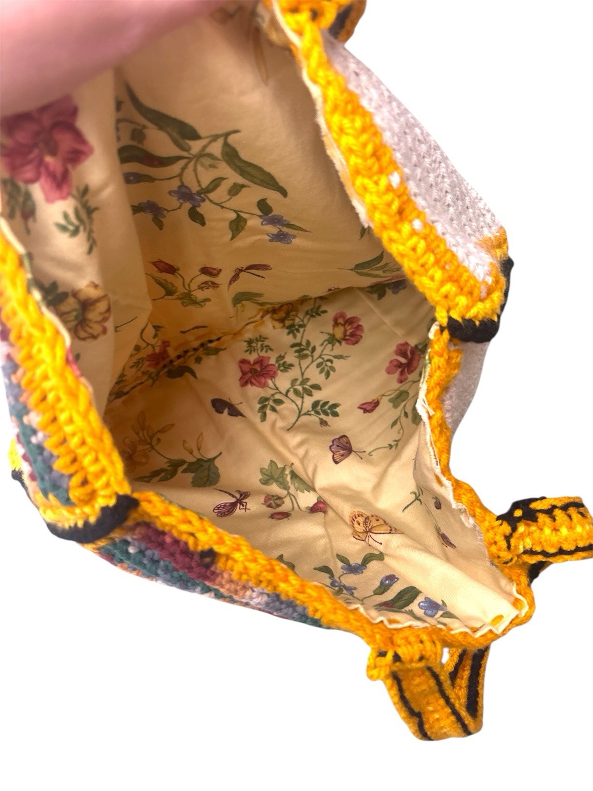 Artisan-made Multi color mustard Crochet Tote Bag Handbag Patchwork design