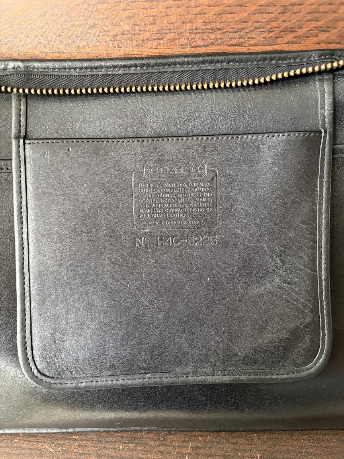Vintage Coach Portfolio Case | Style 5225 | Black Leather with Brass Hardware