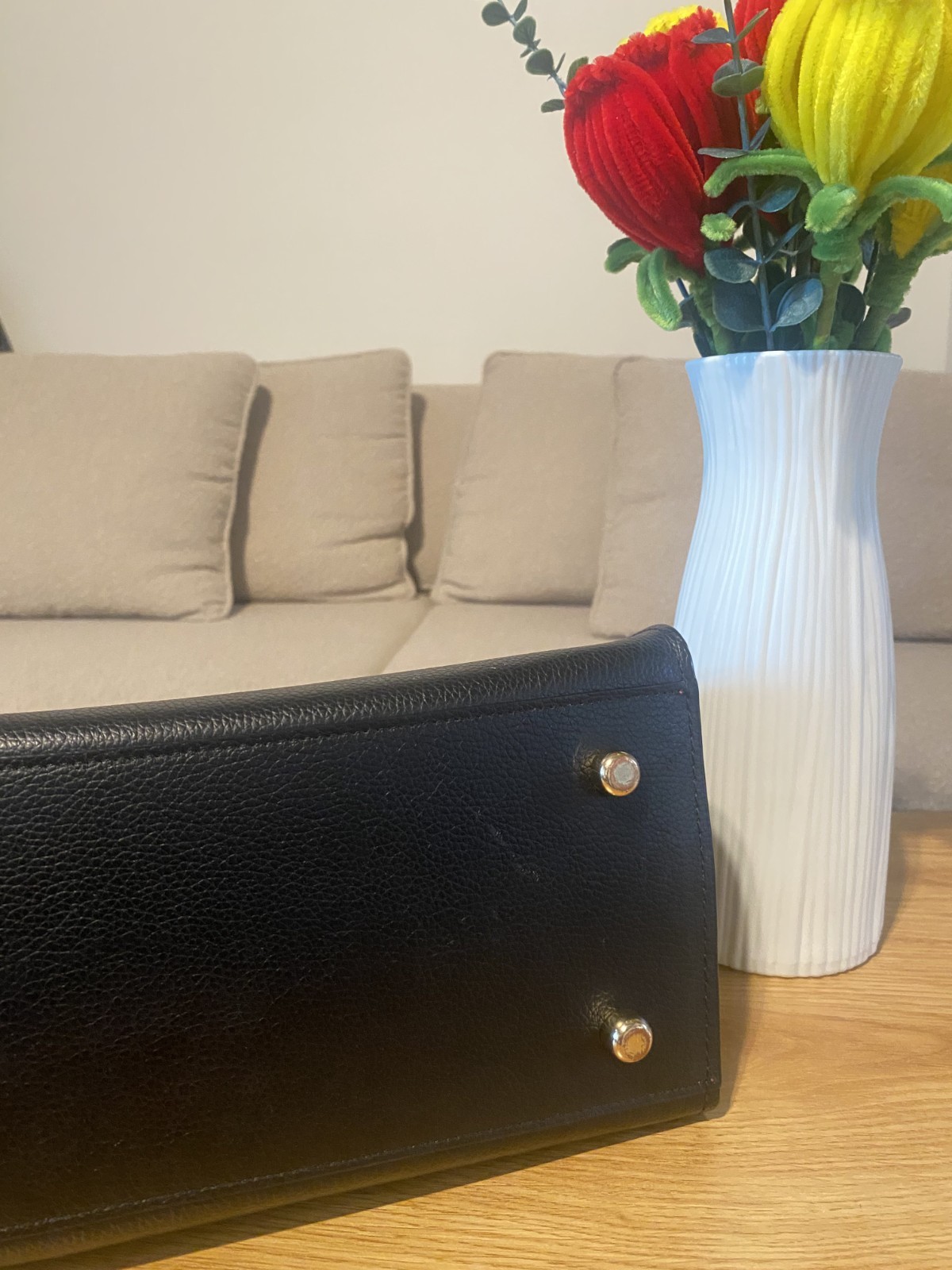 Coach Tatum Carryall 40 tote bag in black/true red. Used, in good condition.