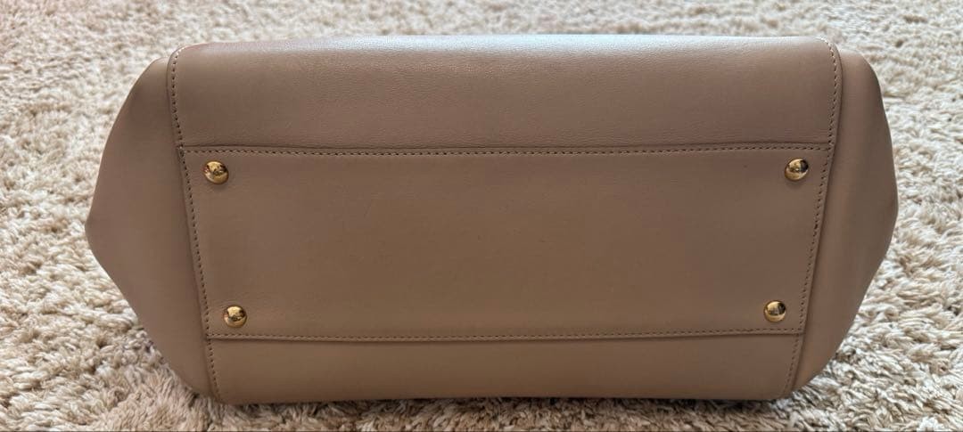 Salvatore Ferragamo Sofia Gancini Beige Leather Handbag Gold Hardware Authentic