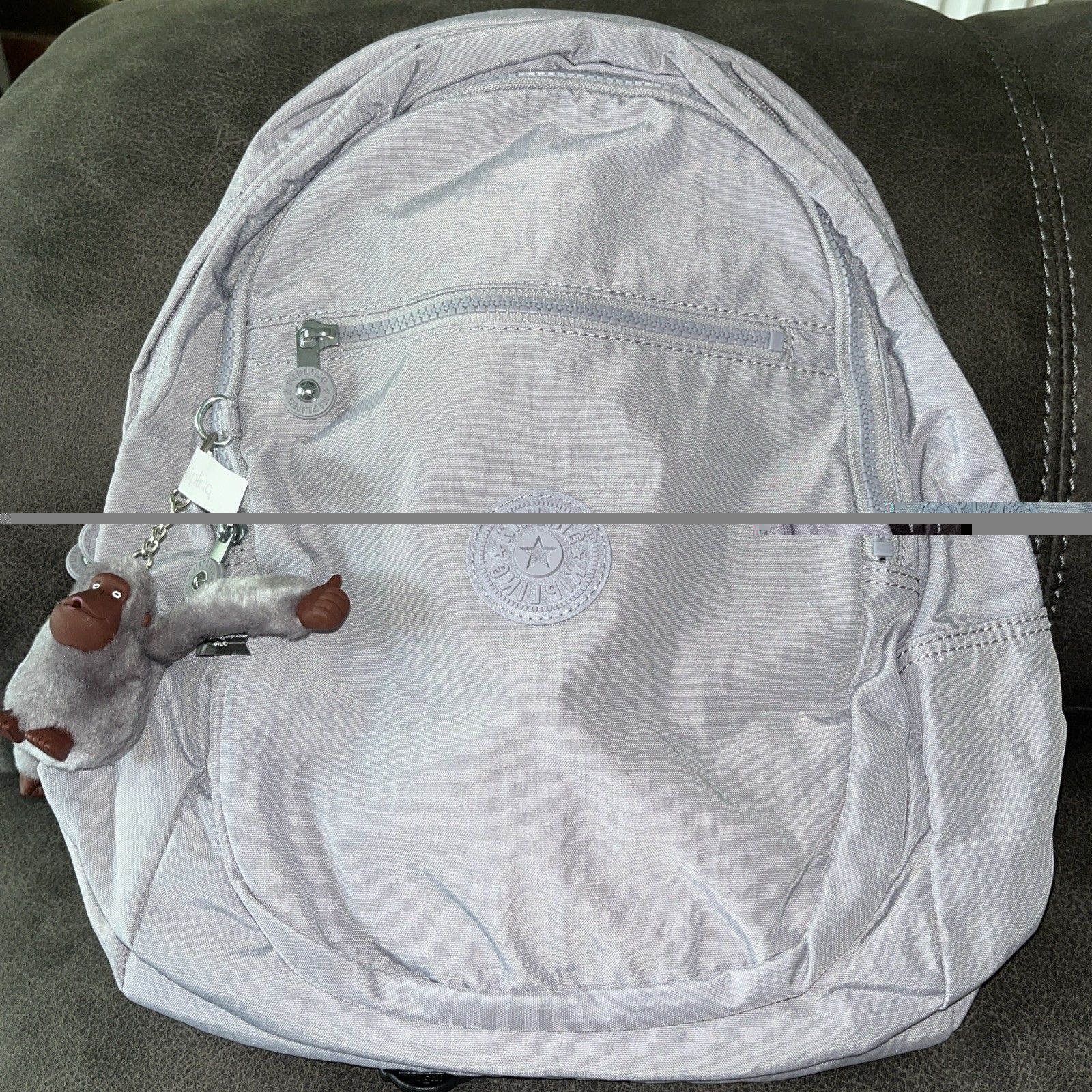 Kipling Dove Gray Backpack Challenger Monkey Keychain Dove Grey NWT Trendy Bag