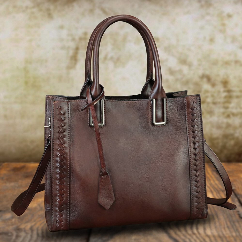 Genuine Leather Purses and Handbags Women Tote Bag Vintage Shoulder Bag Satchel