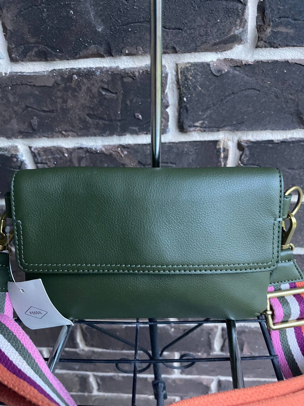 NWT Fossil Fiona Small Crossbody Sage Leather green multi
