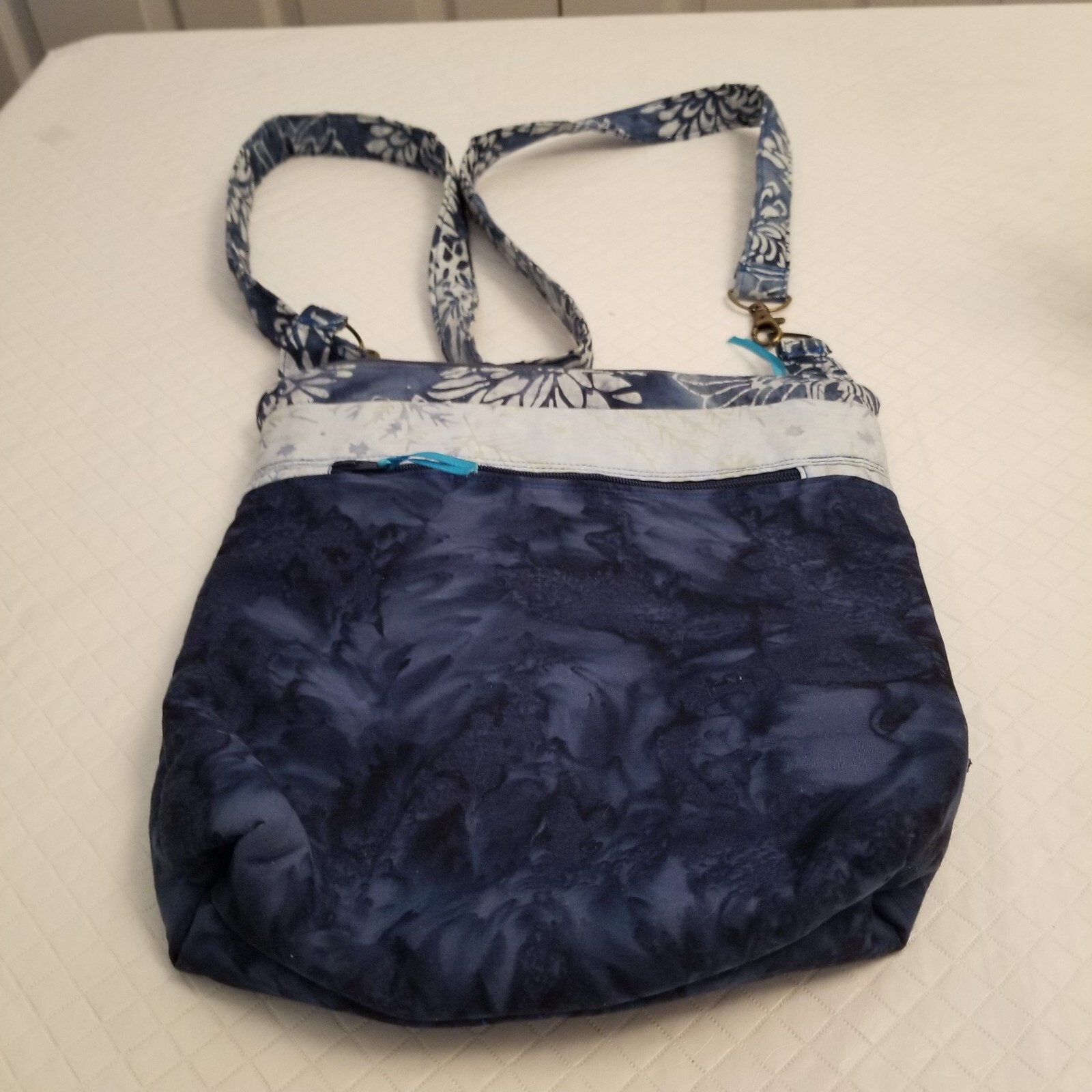 Handmade Crossbody Bag for Women Various Blue Pattern Material 9×11