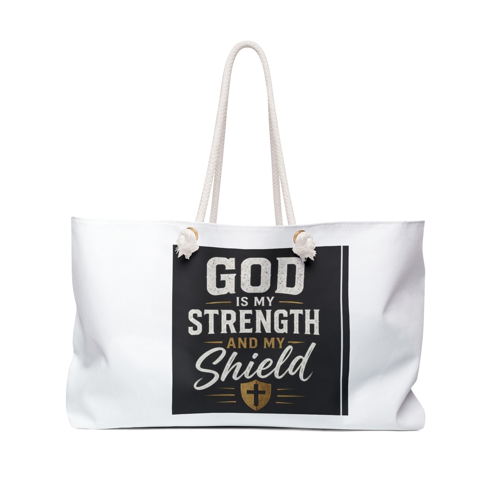 Christian Weekender Bag – “God Is My Strength” / Philippians 4:13 Travel Tote