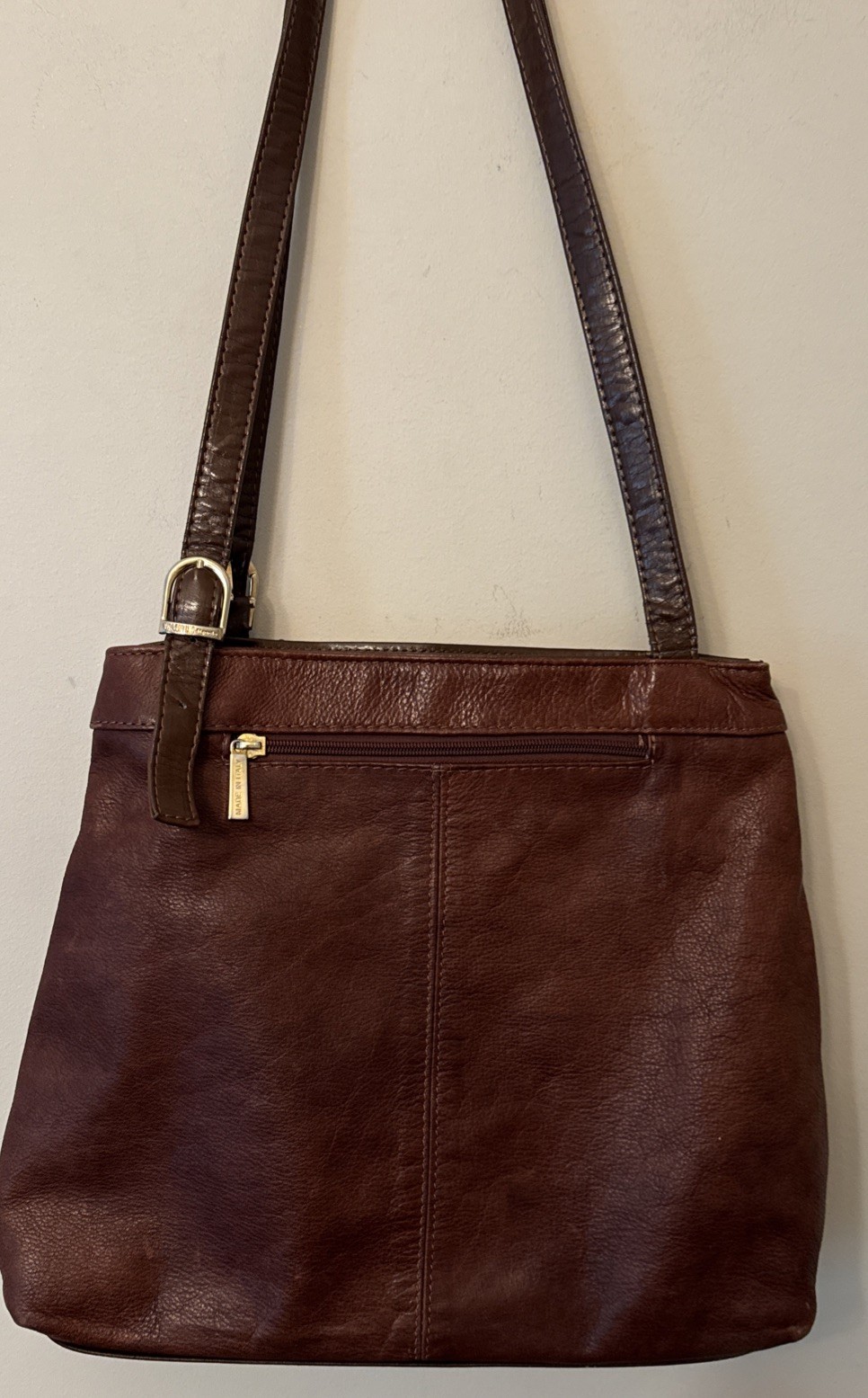 Valentino Di Paolo Brown Leather Shoulder Bag Handbag Purse Italy 12×14