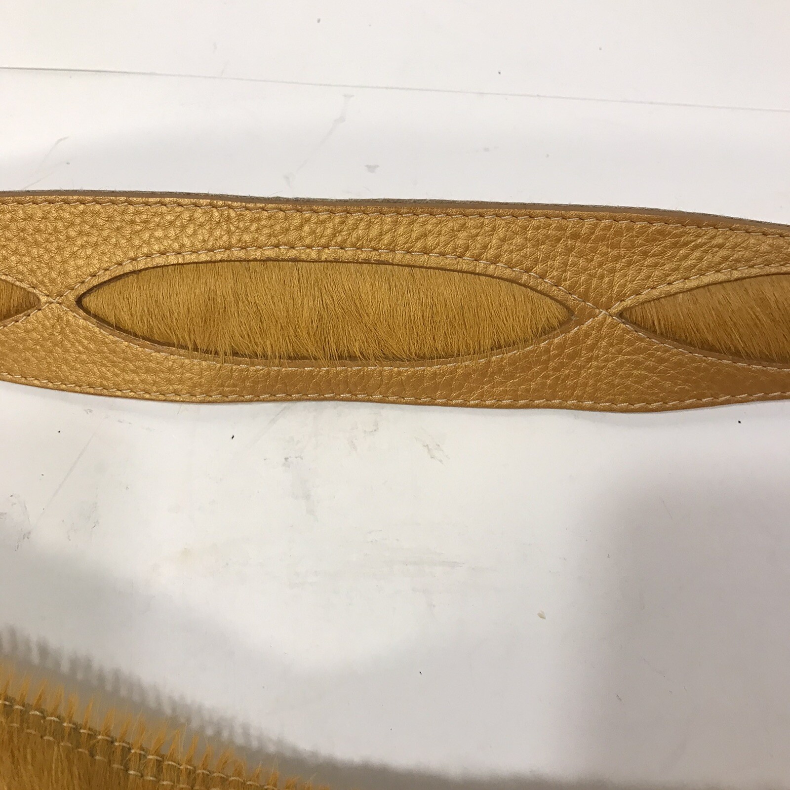 Berge Italy 100% Leather&Calfskin Handbag in Gold Made in Italy-Unused Condition
