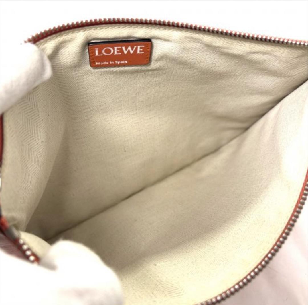 Loewe Clutch Bag Second Pouch Anagram Embossed Leather Orange 20.5×27.5cm