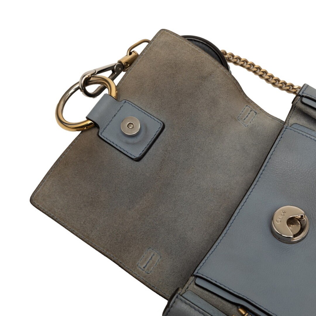 Chloe Faye Day 2Way Light Blue Leather Top Handle Shoulder Bag Women Auth