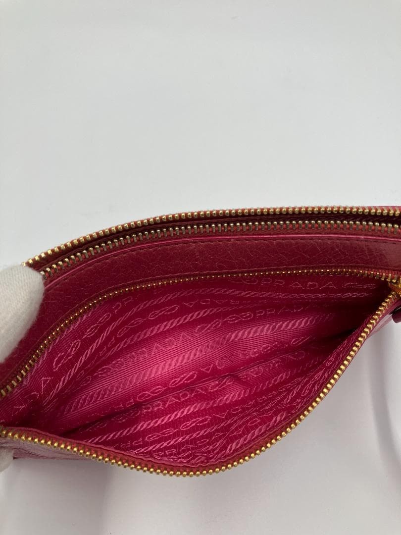 PRADA Leather Mini Shoulder Bag Pink 2WAY Gold Hardware 11cm x 21cm Authentic