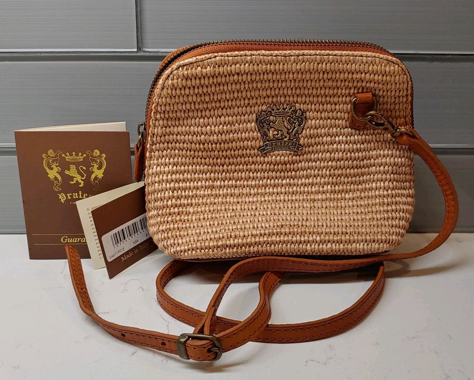 Pratesi Firenze Small Italian Leather Crossbody Woven 8×5.5×3.5 $100 MSRP Italy