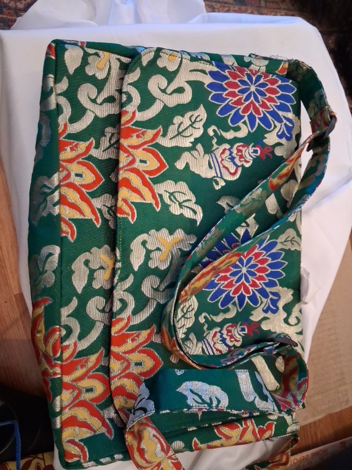 Silk Brocade Purse With An Adjustable Strap In Green Blue Red Gold Yellow Orange