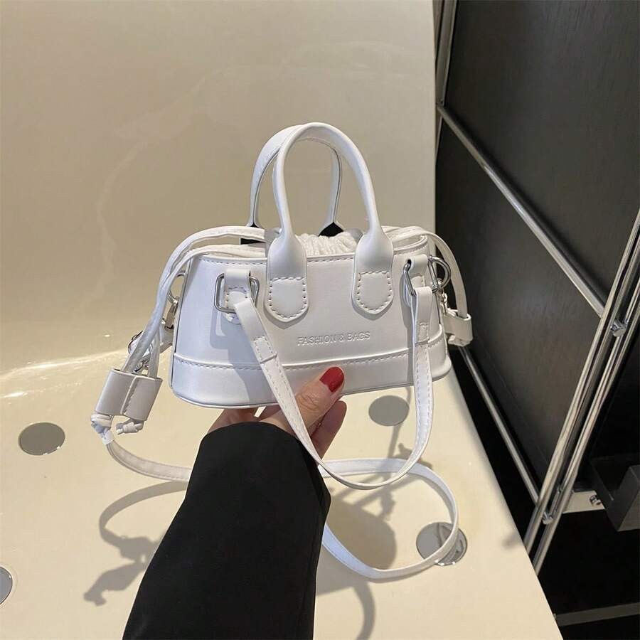 Mini Croc Embossed Bucket Bag Women Drawstring Novelty Crossbody Shoulder