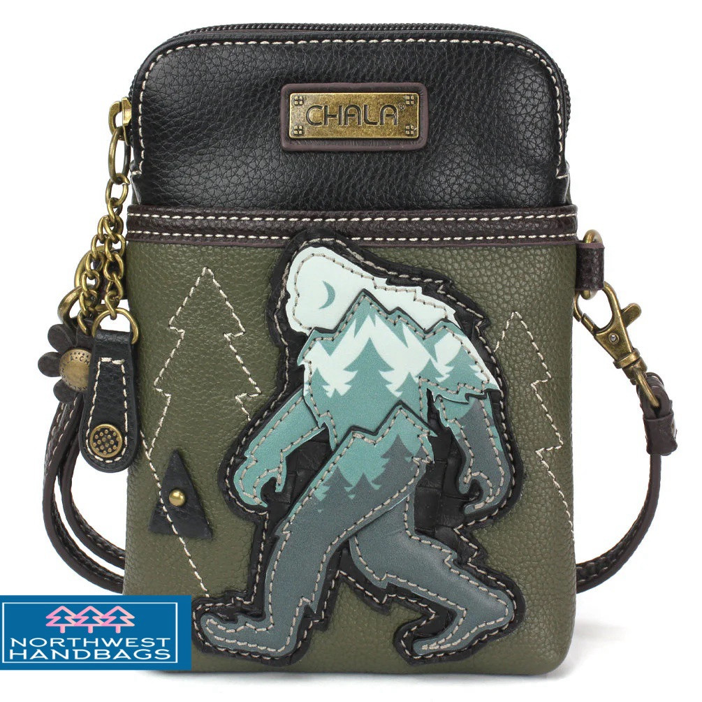 BIGFOOT SASQUATCH CELLPHONE CROSSBODY PURSE BAG OLIVE