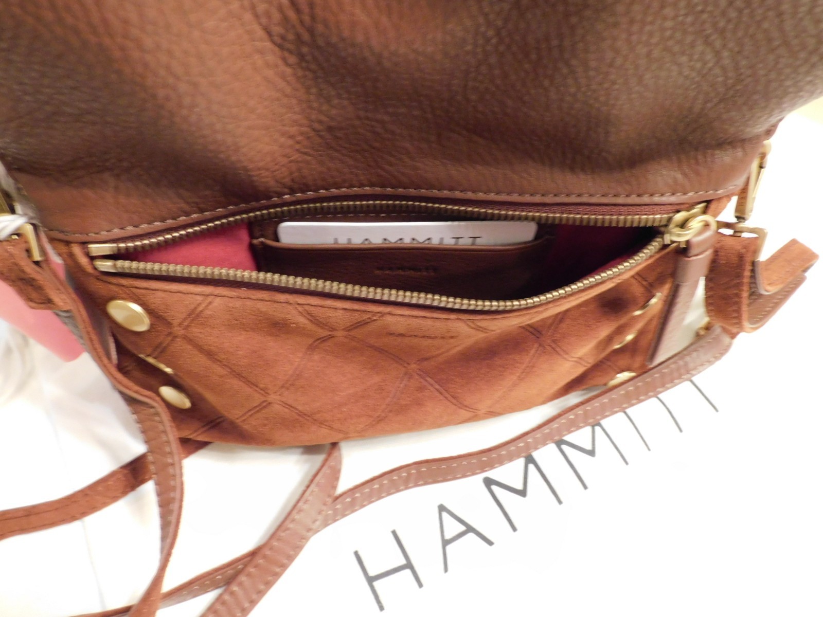 NWT HAMMITT DILLON SML CHOCOLATE DIAMOND SUEDE $445** FREE SHIPPING*