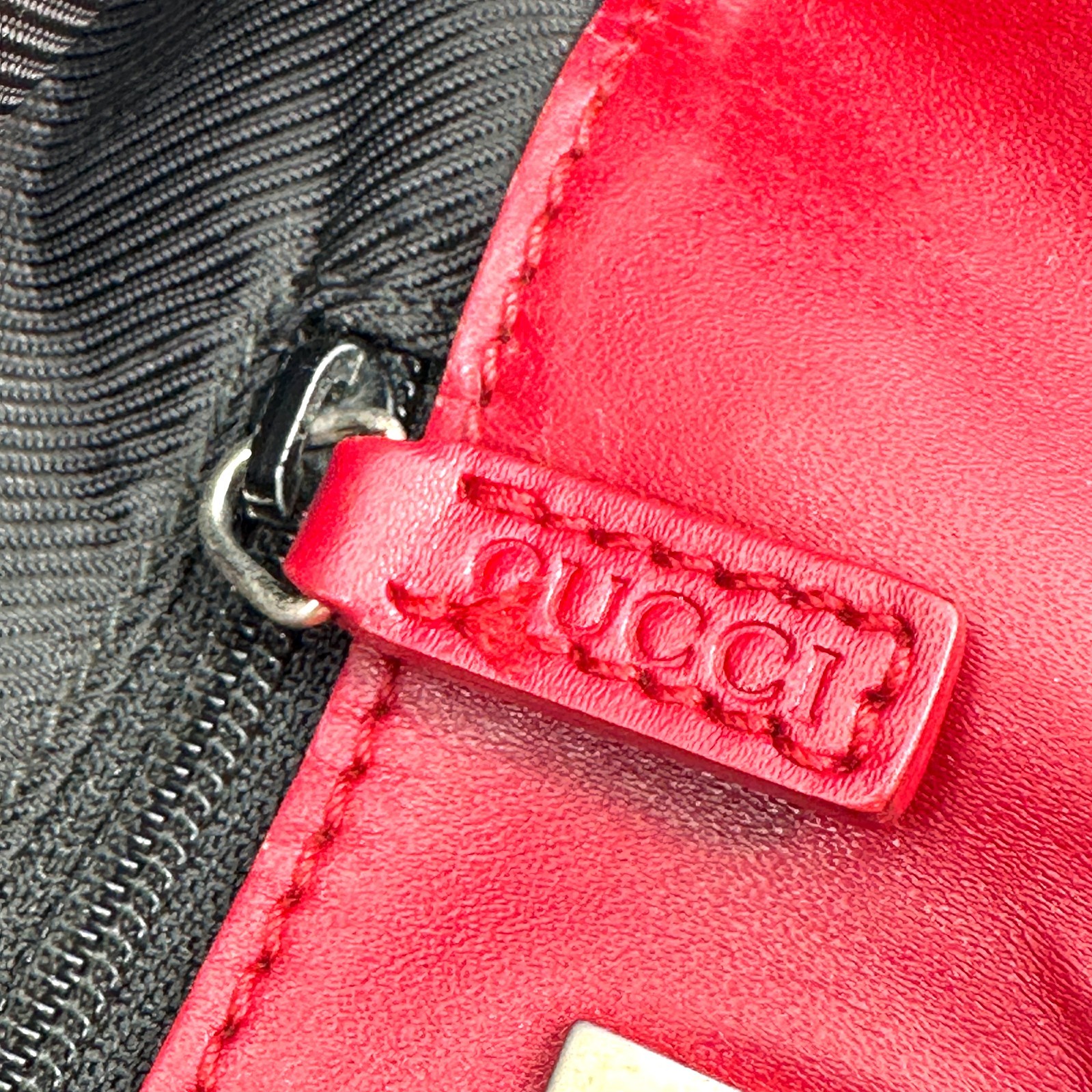 GUCCI GG Canvas Leather Tote Bag Hand bag 002.1098 Red Gray Authentic
