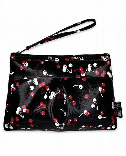 Liquor Brand Micro Cherries Black Pouch Wristlet Bag Red White Mini Cherries