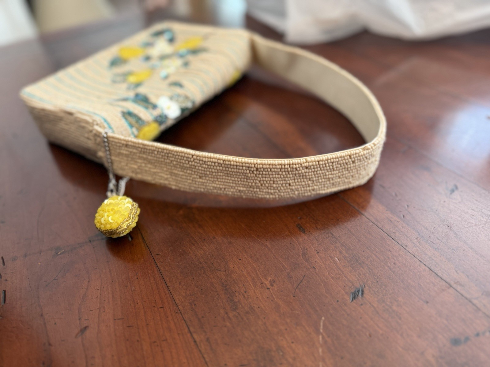 Viral TikTok Beaded Lemon Shoulder Bag Striped Fruit Purse Handcrafted India
