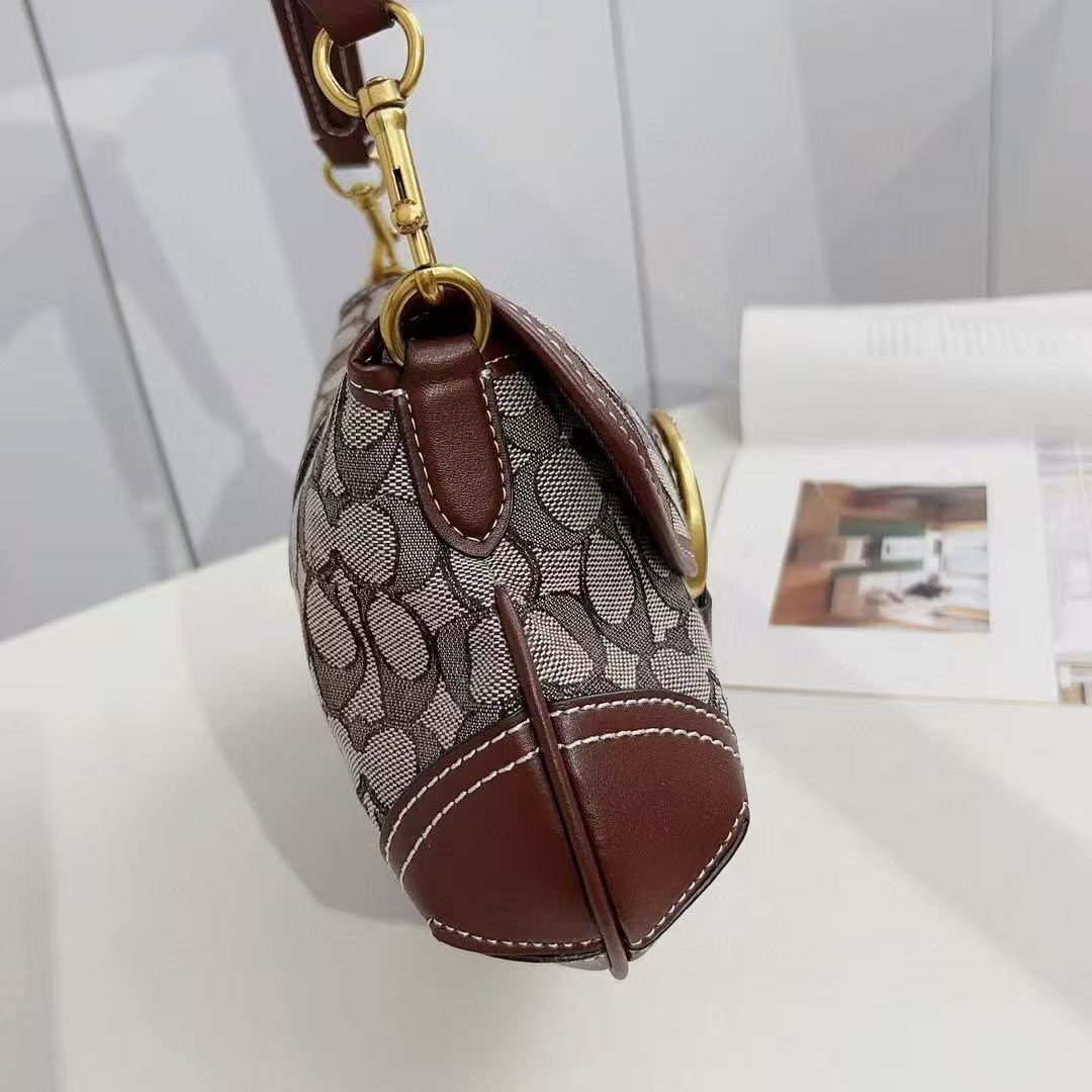 Coach CJ814 Soho Bag Signature Jacquard Maple Brown Shoulder Handbag Outlet New!