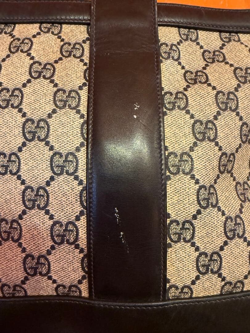 Vintage Gucci GG Supreme Leather Shoulder Bag Interlocking Gold Hardware Black