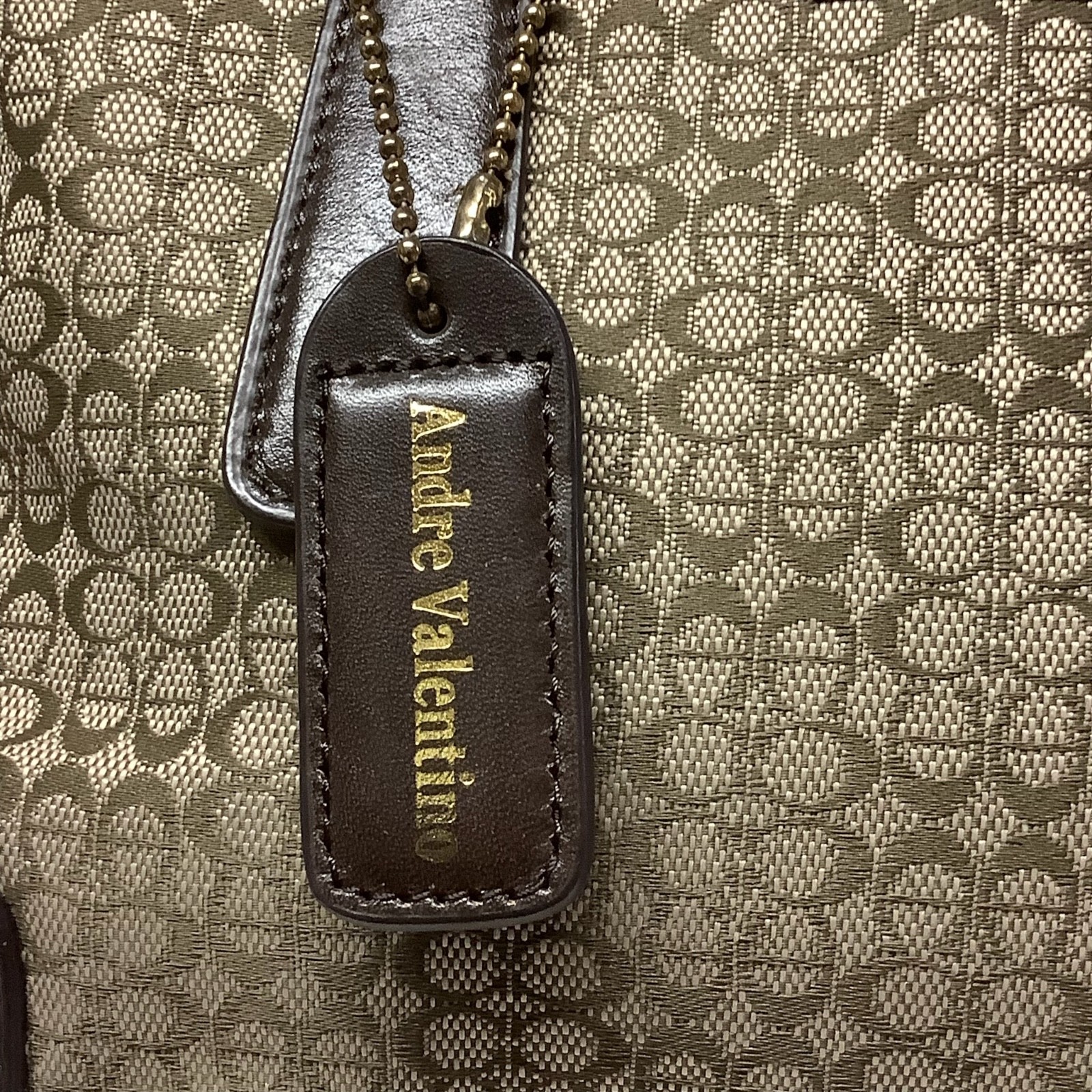 ANDRE VALENTINO Monogram Handbag Brown Classic Ladies Bag Vintage Style