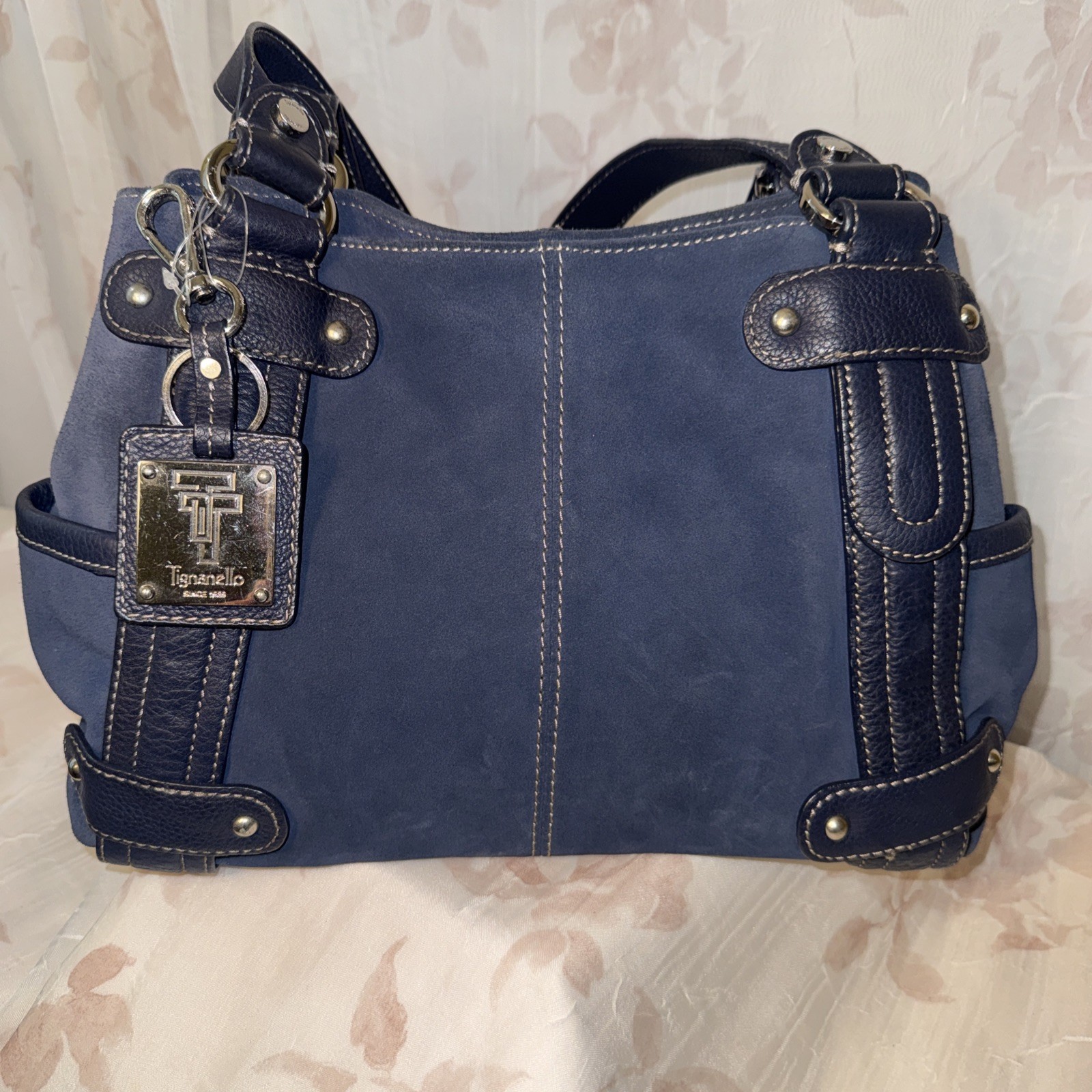 Tignanello Soft leather blue shoulder handbags Brand New